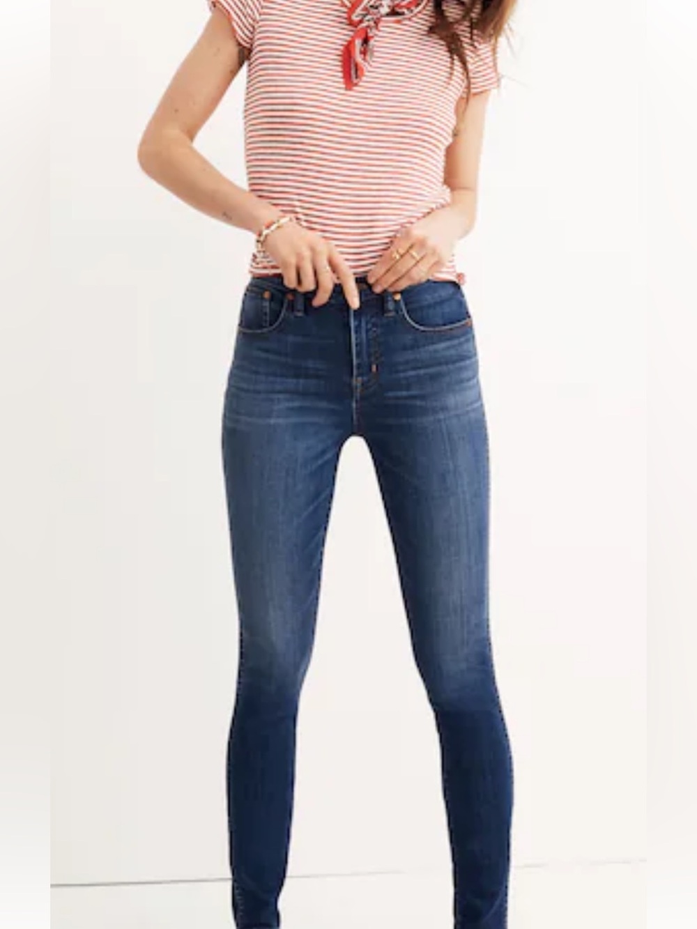 Madewell 10” High‑Rise Skinny Jeans – Size 28P Stretch Deni